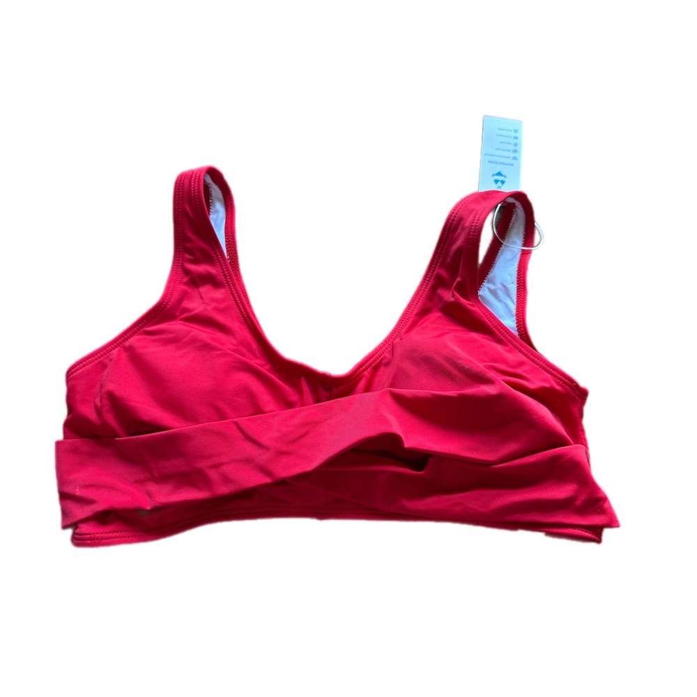 beachsissi Red V Neck Cross Front Tankini Top Swimsuit‎ Women's Size L